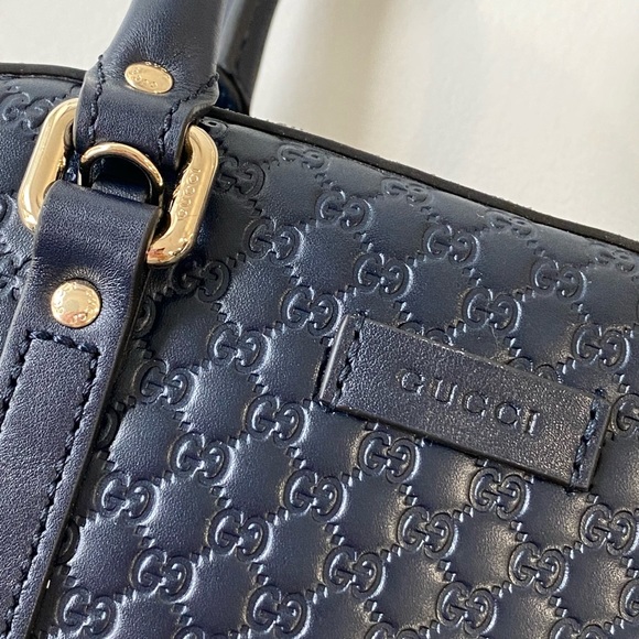 Gucci Bags Gucci Micro Guccissima Margaux Bowling Bag In Navy